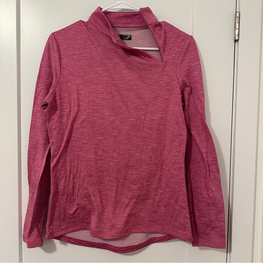 PGA Tour Golf 1/4 Zip Long Sleeve Top Heathered Pink Size Small Women’s